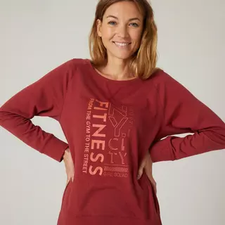 NYAMBA T-Shirt Manches Longues Coton Extensible Fitnes  Bordeaux