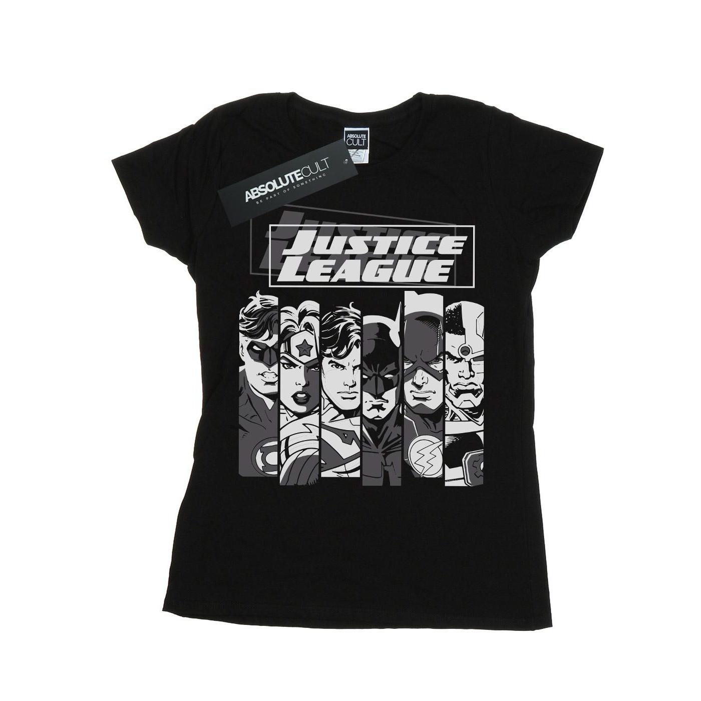 Image of Justice League Stripes Tshirt Damen Schwarz S