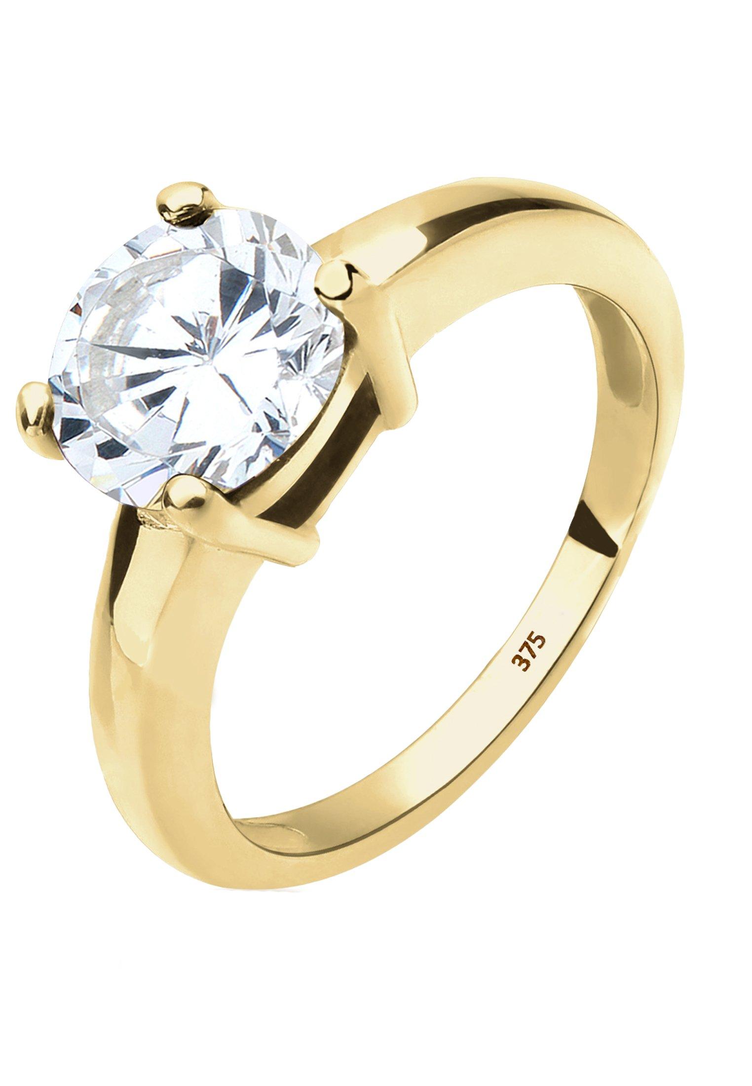 Elli  Ring Solitärring Zirkonia 375 Gelbgold Geschenkidee 