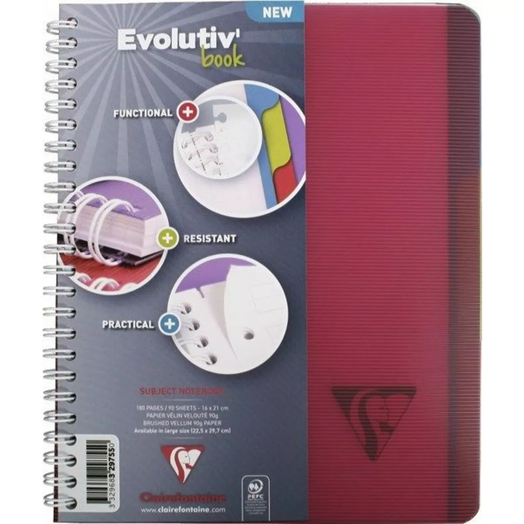 CLAIREFONTAINE LINICOLOR Cahier A5+ 329755 5mm 90 feuilles