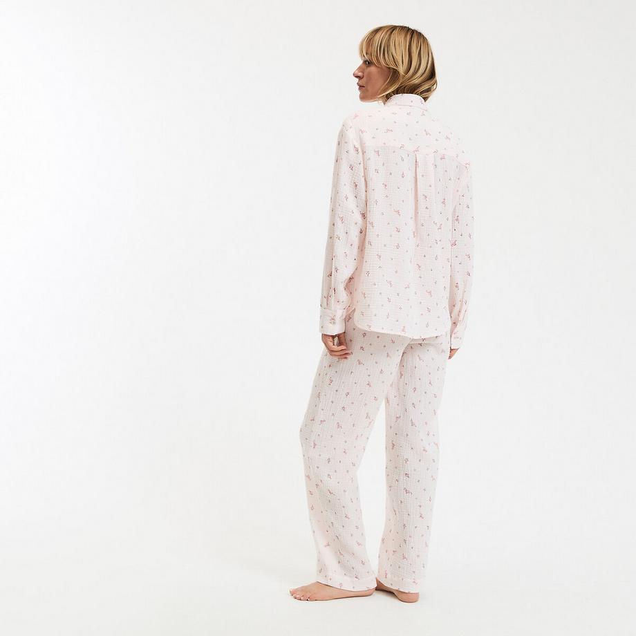 La Redoute Collections Pyjama aus bedruckter Baumwollgaze  
