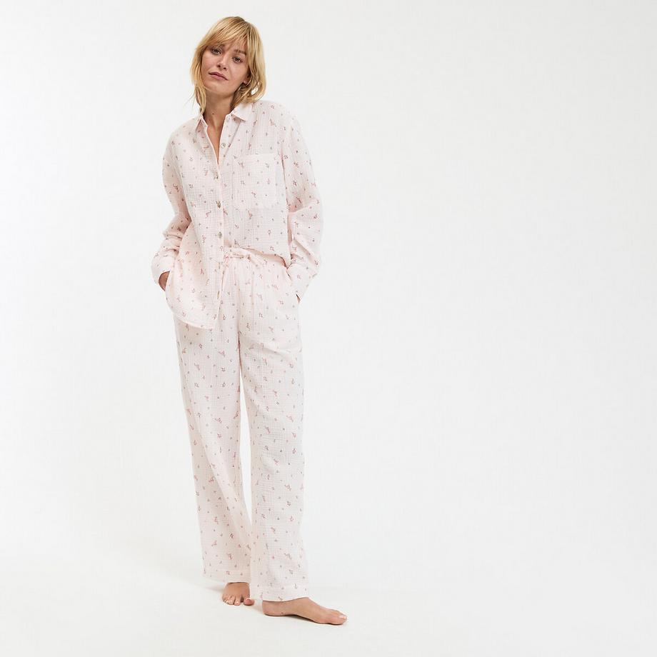 La Redoute Collections Pyjama aus bedruckter Baumwollgaze  