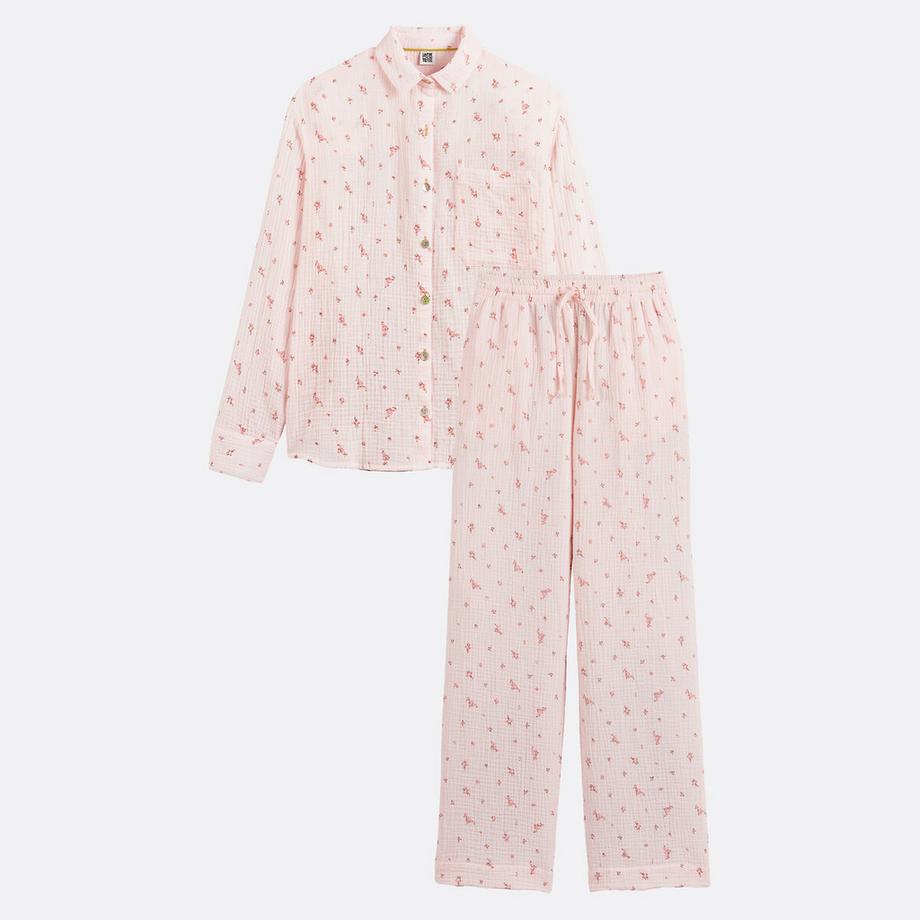 La Redoute Collections Pyjama aus bedruckter Baumwollgaze  