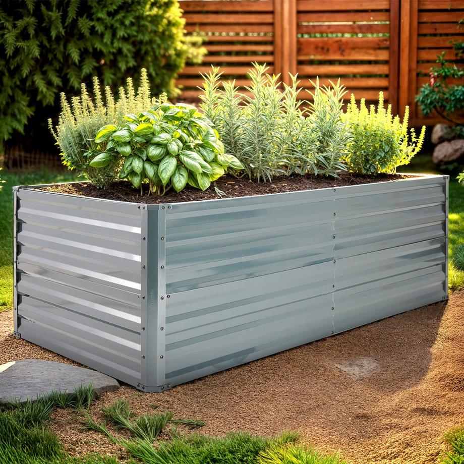 Arebos Letto da giardino rialzato in metallo Letto per piante in acciaio inox  