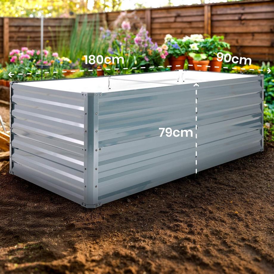 Arebos Letto da giardino rialzato in metallo Letto per piante in acciaio inox  