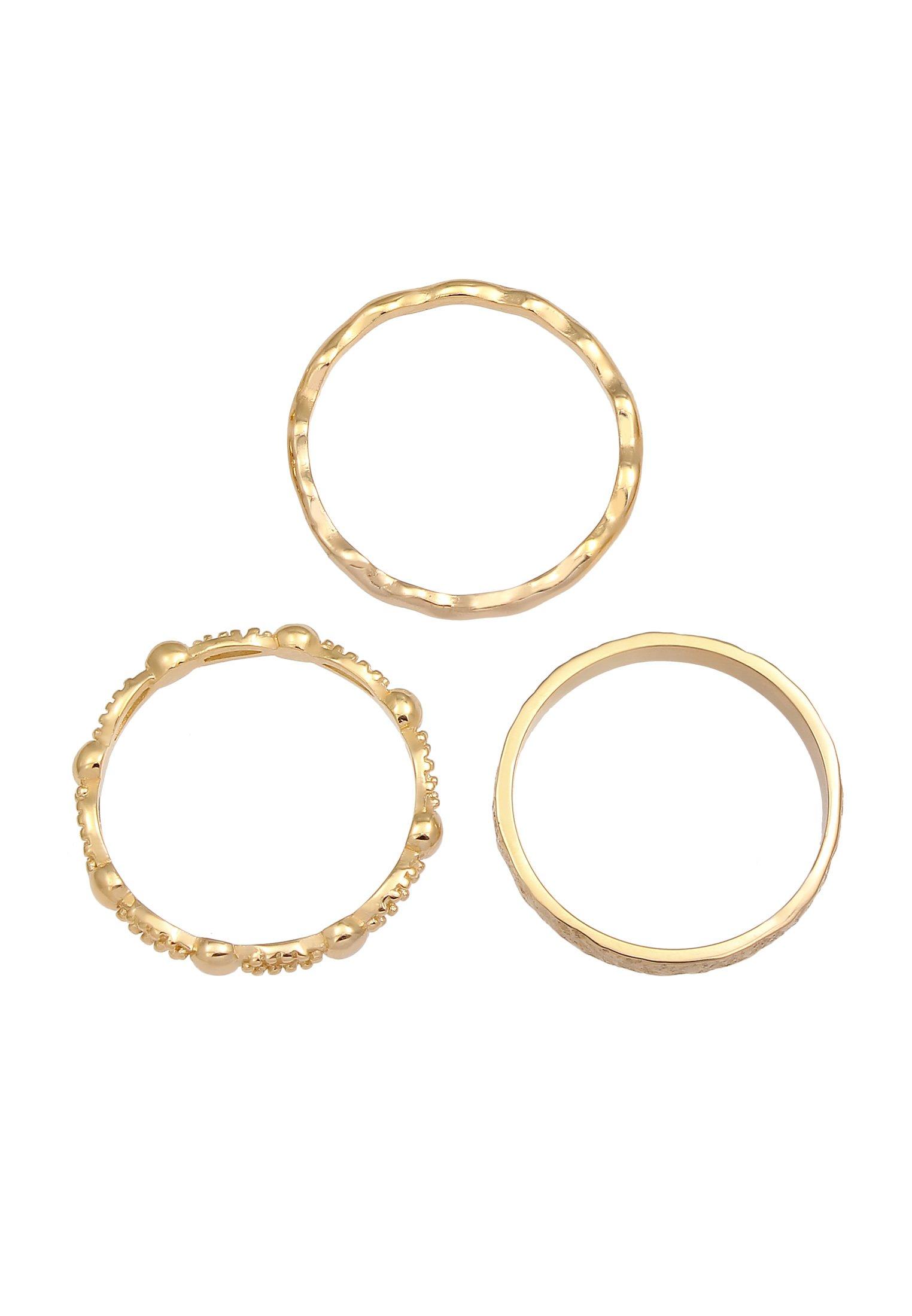 Elli  Ring 3Er Set Wellen Kugel Bandring 