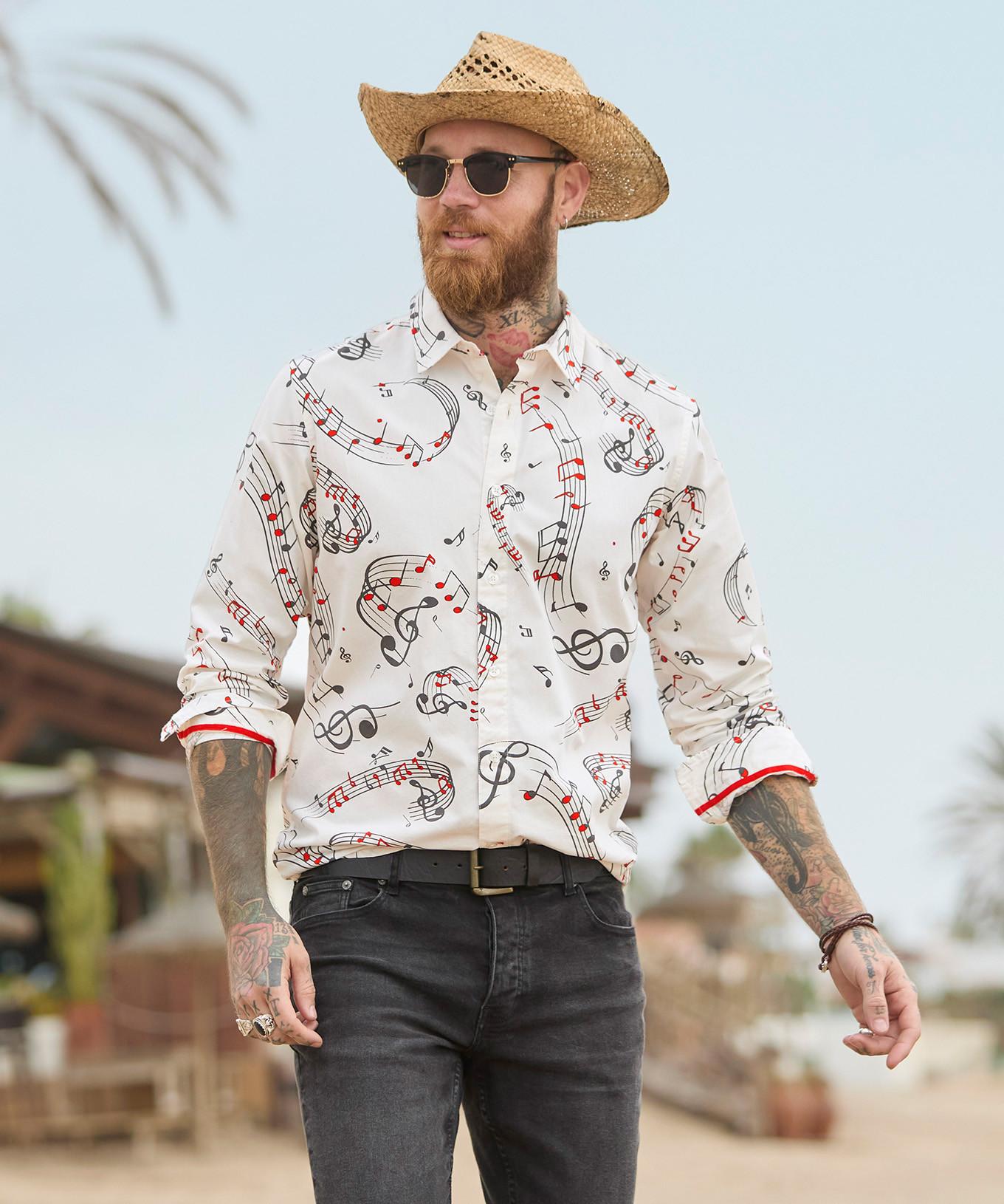 Joe Browns Langarmhemd Musiknoten-Print  