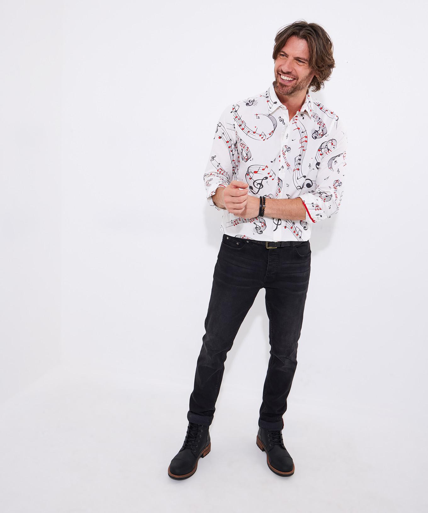 Joe Browns Langarmhemd Musiknoten-Print  