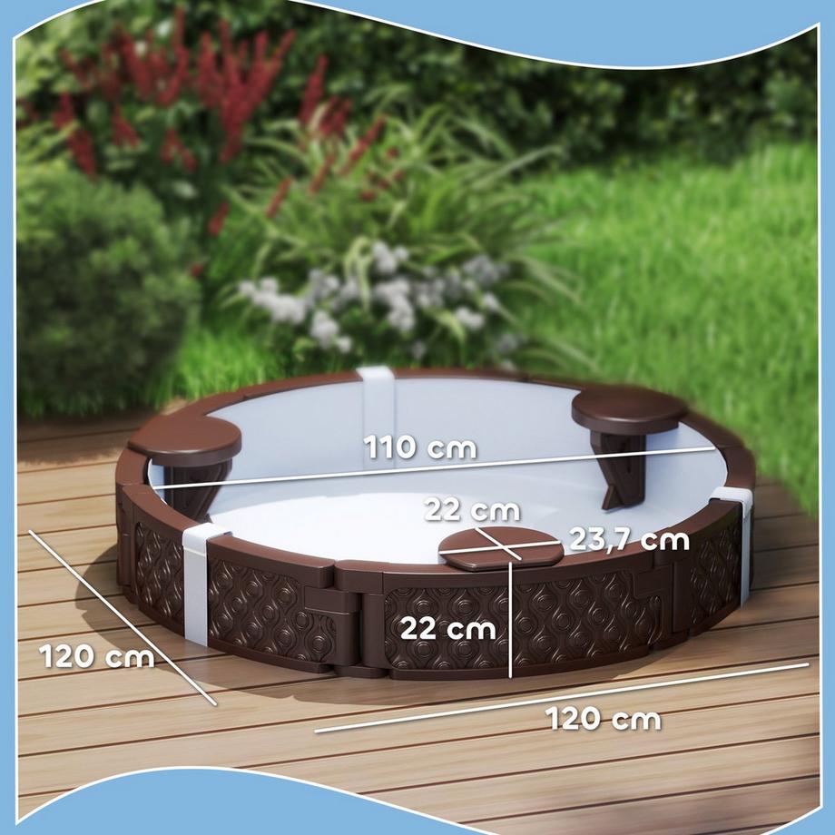 Northio  Sandkasten, Sandkiste Sandbox mit 3 Sitzen, wasserfeste Unterlage, wetterbeständige Schutzplane, für 1,5-5 Jahre Kinder Dunkelbraun Aosom 