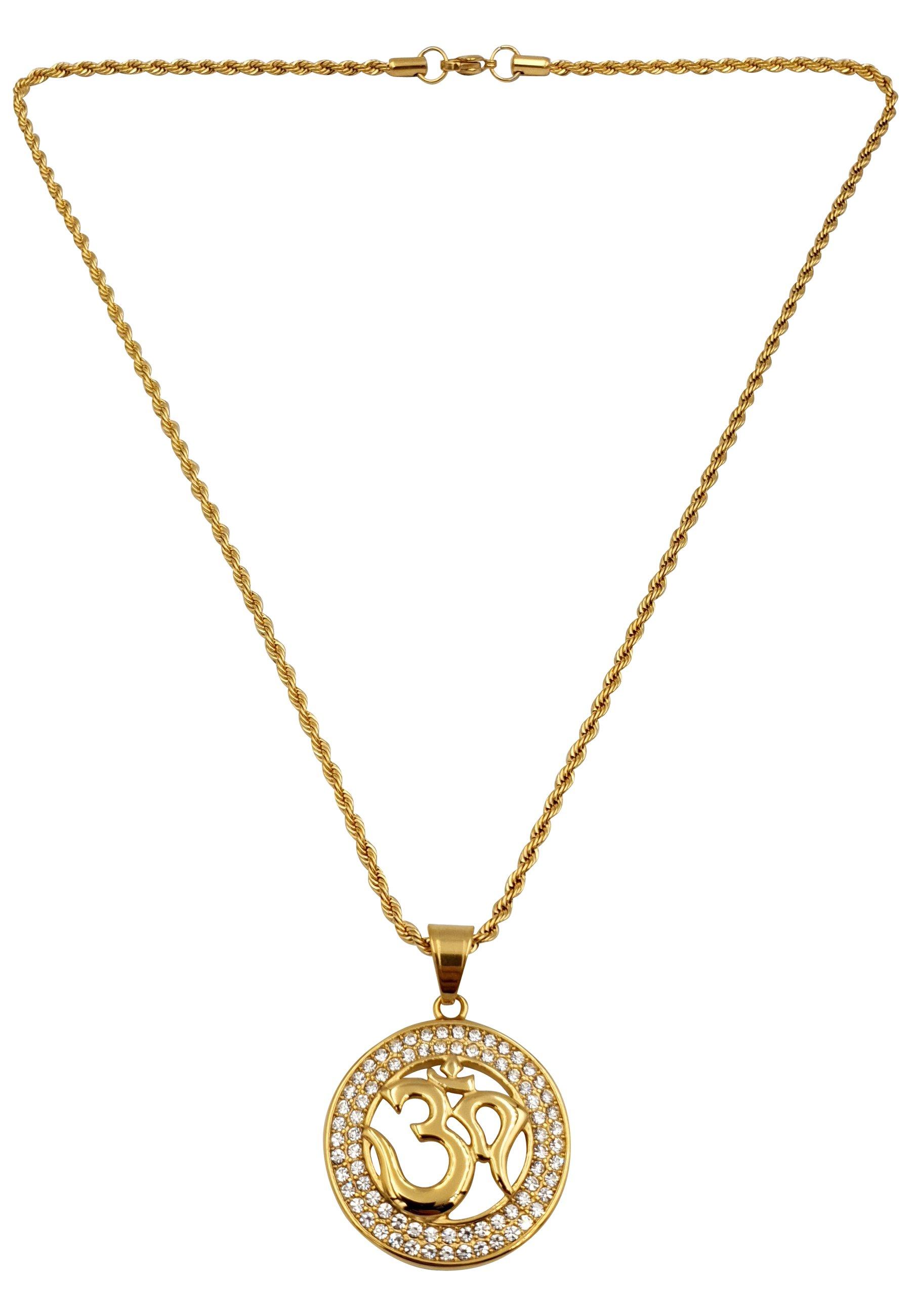 Image of Om-symbol Kette Damen Gelbgold 60 cm
