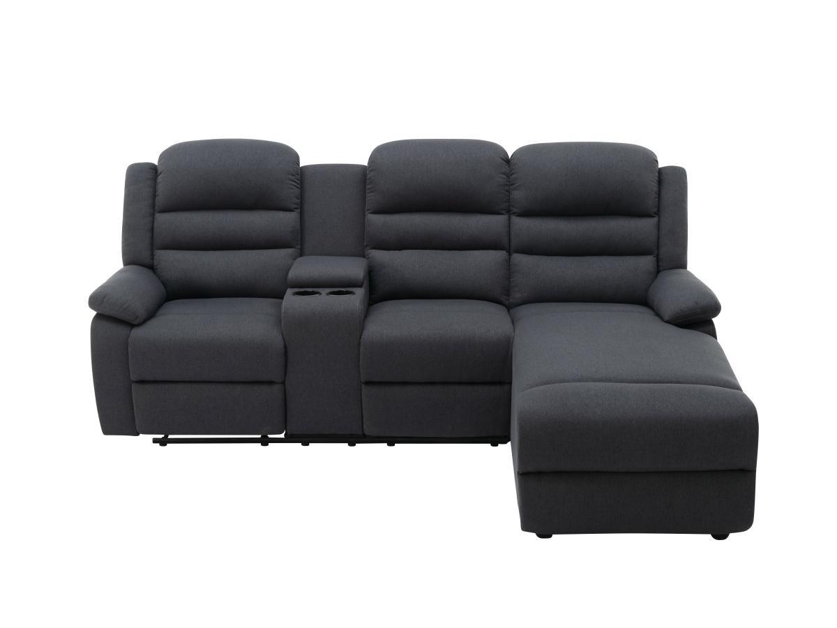 Vente-unique Ecksofa Relaxsofa - Ecke Rechts - Stoff - Anthrazit - MACEDONIA  