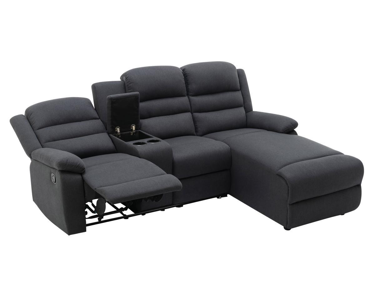 Vente-unique Ecksofa Relaxsofa - Ecke Rechts - Stoff - Anthrazit - MACEDONIA  