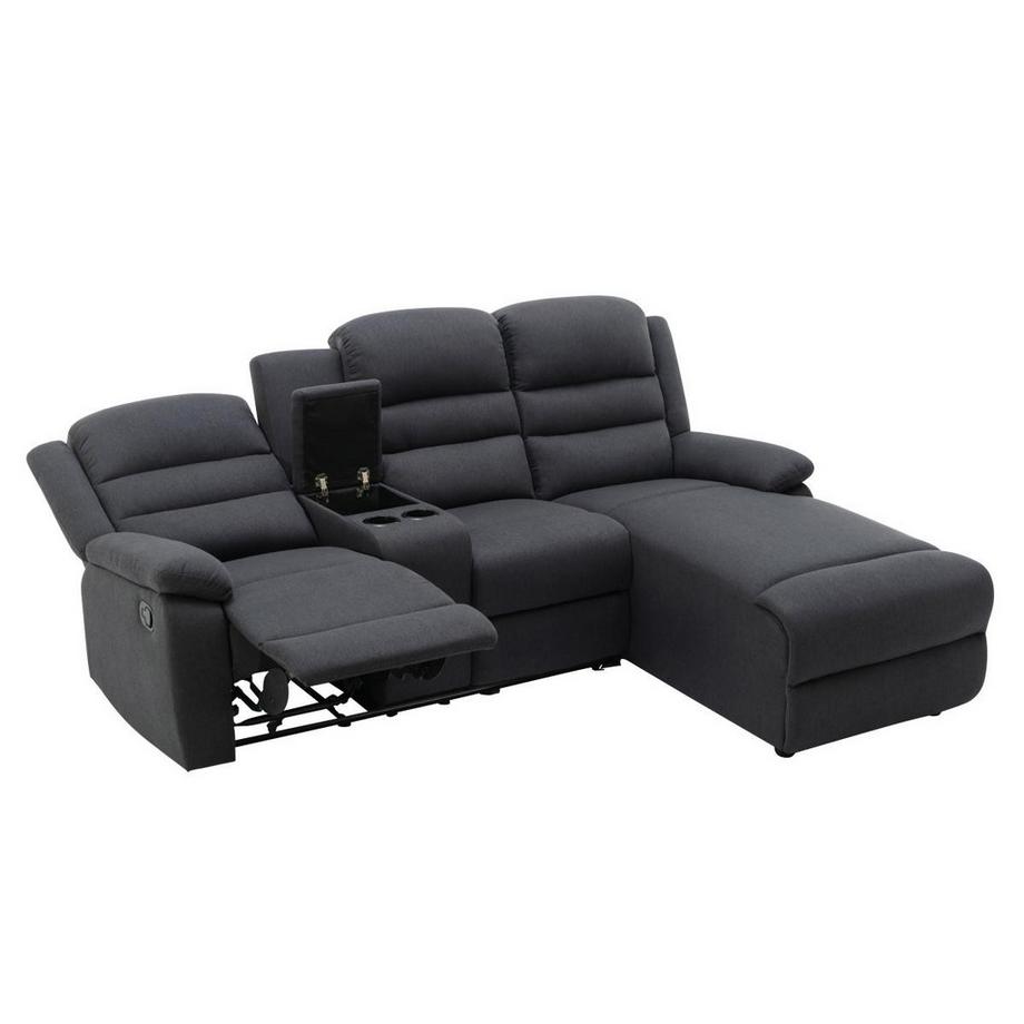 Vente-unique Canapé d'angle droit relax en tissu anthracite MACEDONIA  