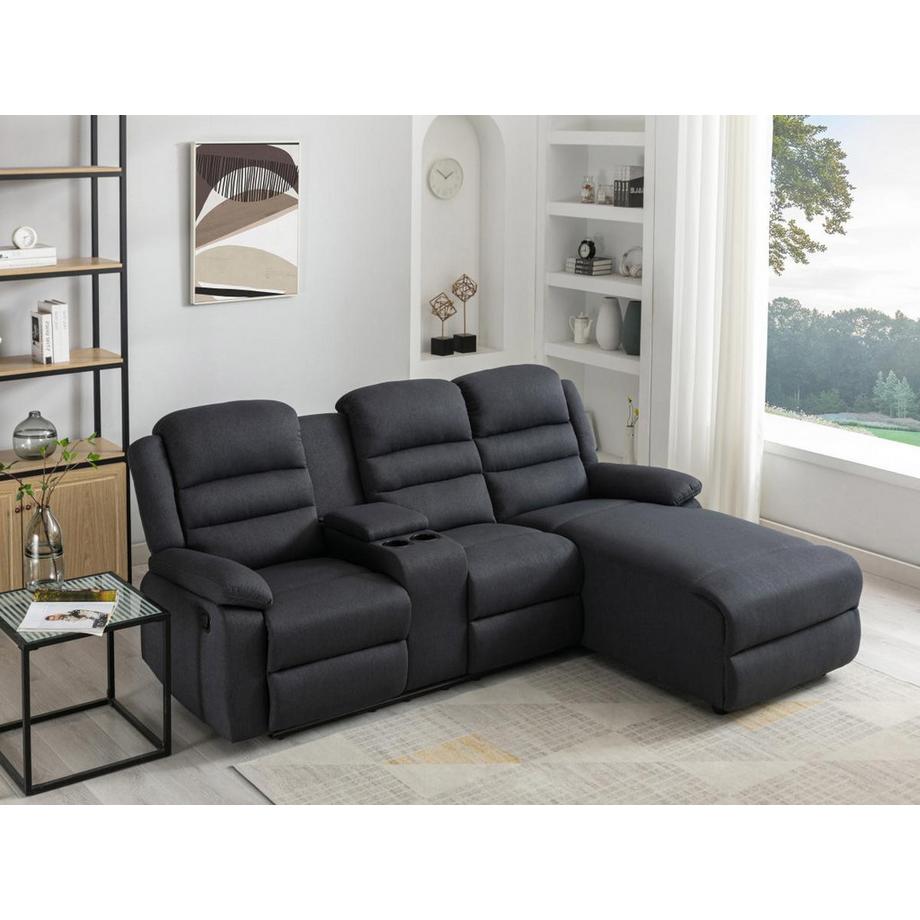 Vente-unique Canapé d'angle droit relax en tissu anthracite MACEDONIA  