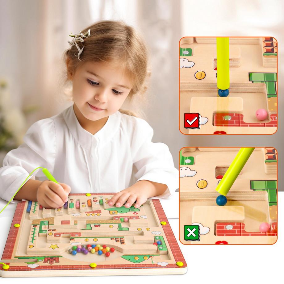 Activity-board  Magnetisches Spiel Labyrinth - Holzspielzeug Motorisches Spielzeug Lernspielzeug 
