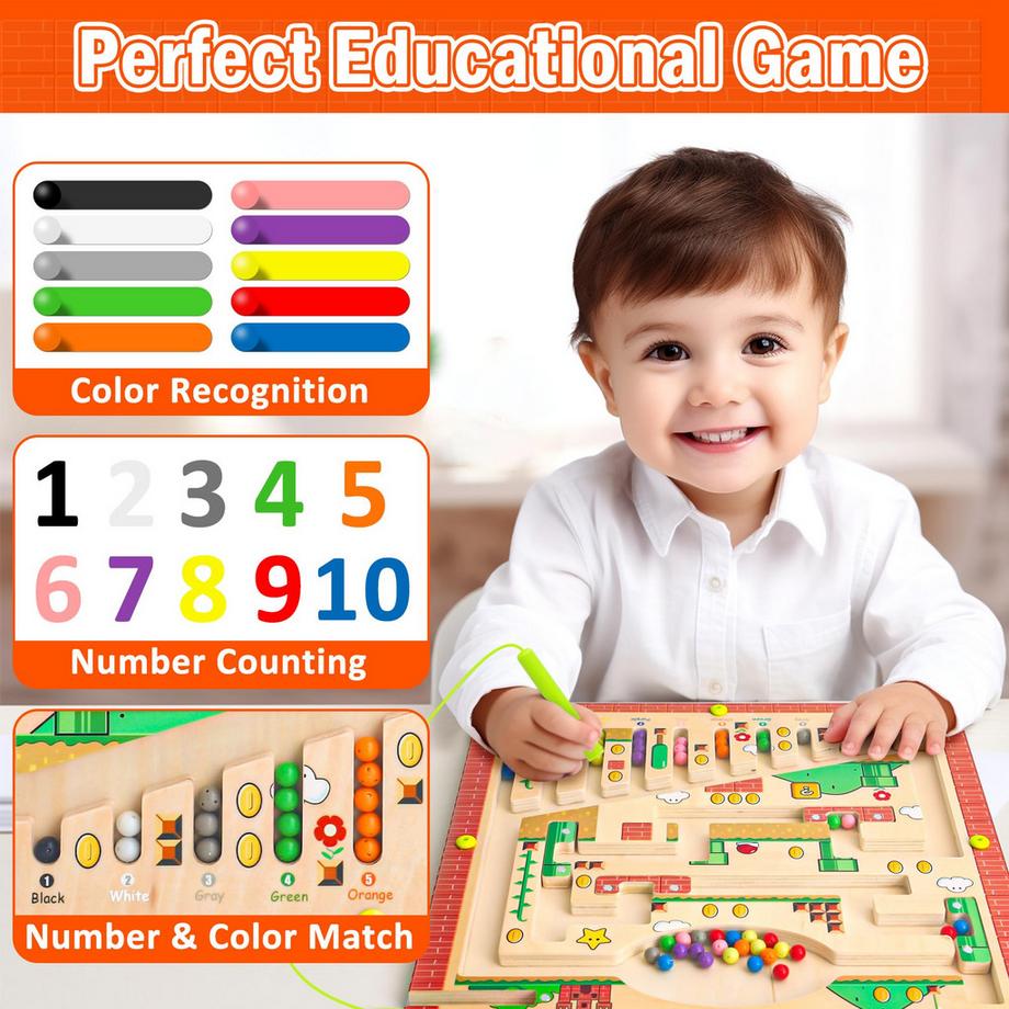 Activity-board  Magnetisches Spiel Labyrinth - Holzspielzeug Motorisches Spielzeug Lernspielzeug 