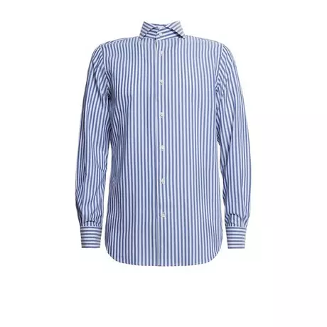BOGGI Milano Gestreiftes Hemd Aus Baumwolltwill Regular Fit  Blau