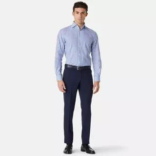 BOGGI Milano Gestreiftes Hemd Aus Baumwolltwill Regular Fit  Blau