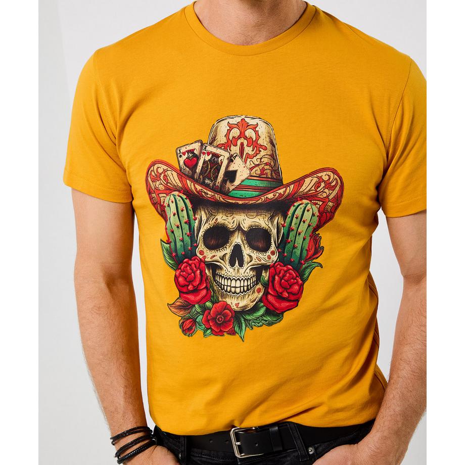 Joe Browns T-Shirt Totenkopf und Spielkartenmotiv  