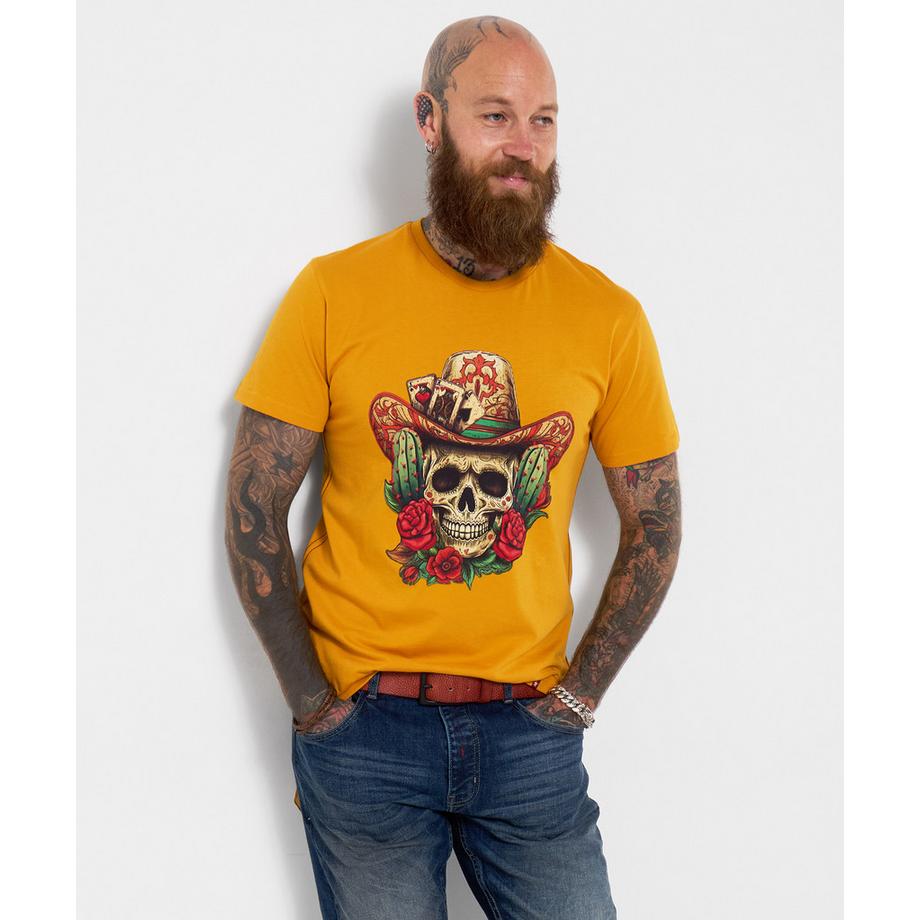 Joe Browns T-Shirt Totenkopf und Spielkartenmotiv  