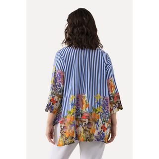 Ulla Popken  Blusa dal taglio oversize con righe, collo da camicia e maniche a 3/4 