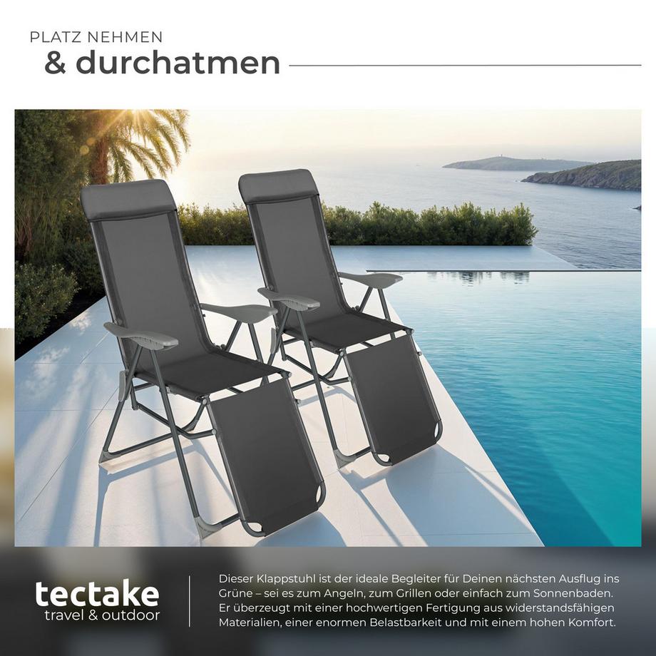 Tectake 2er Set Gartenstuhl Jana klappbar Textilene-Gewebe mit Aluminiumgestell  