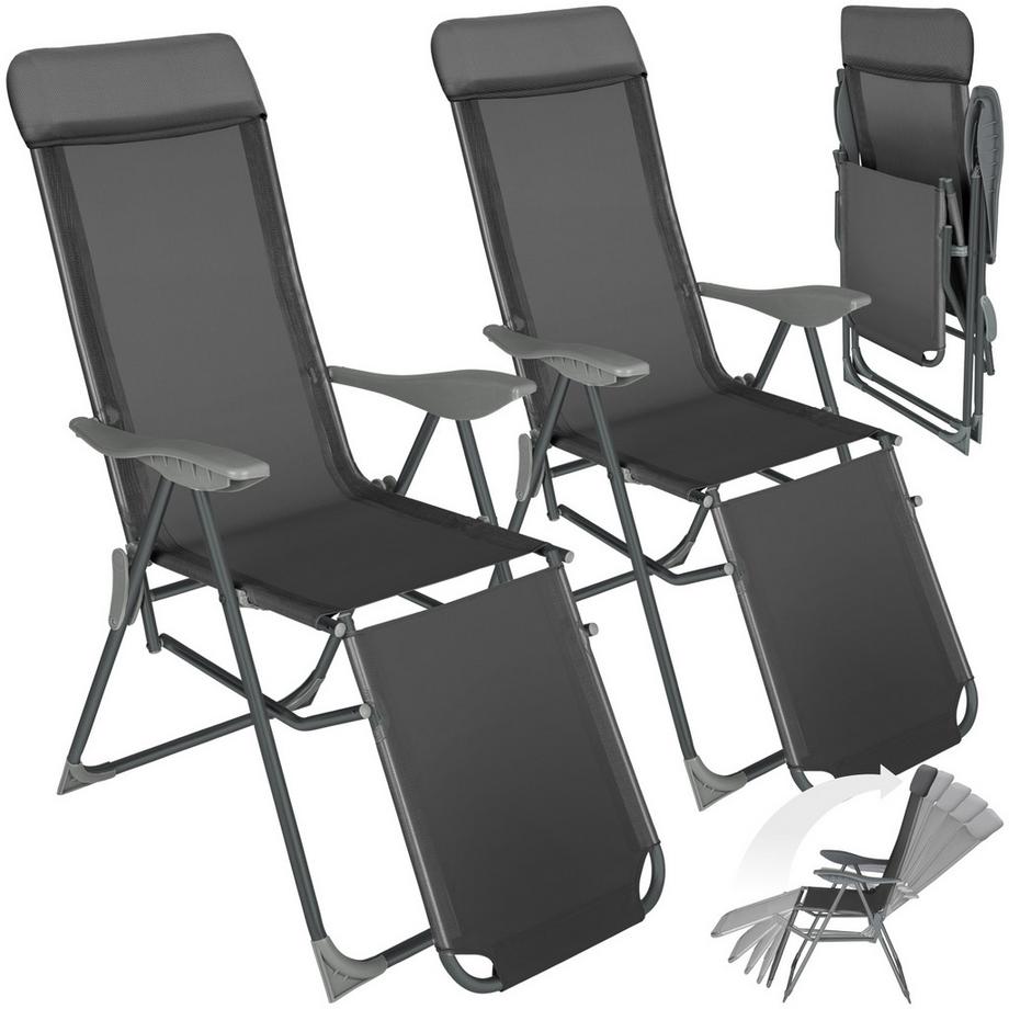 Tectake 2er Set Gartenstuhl Jana klappbar Textilene-Gewebe mit Aluminiumgestell  