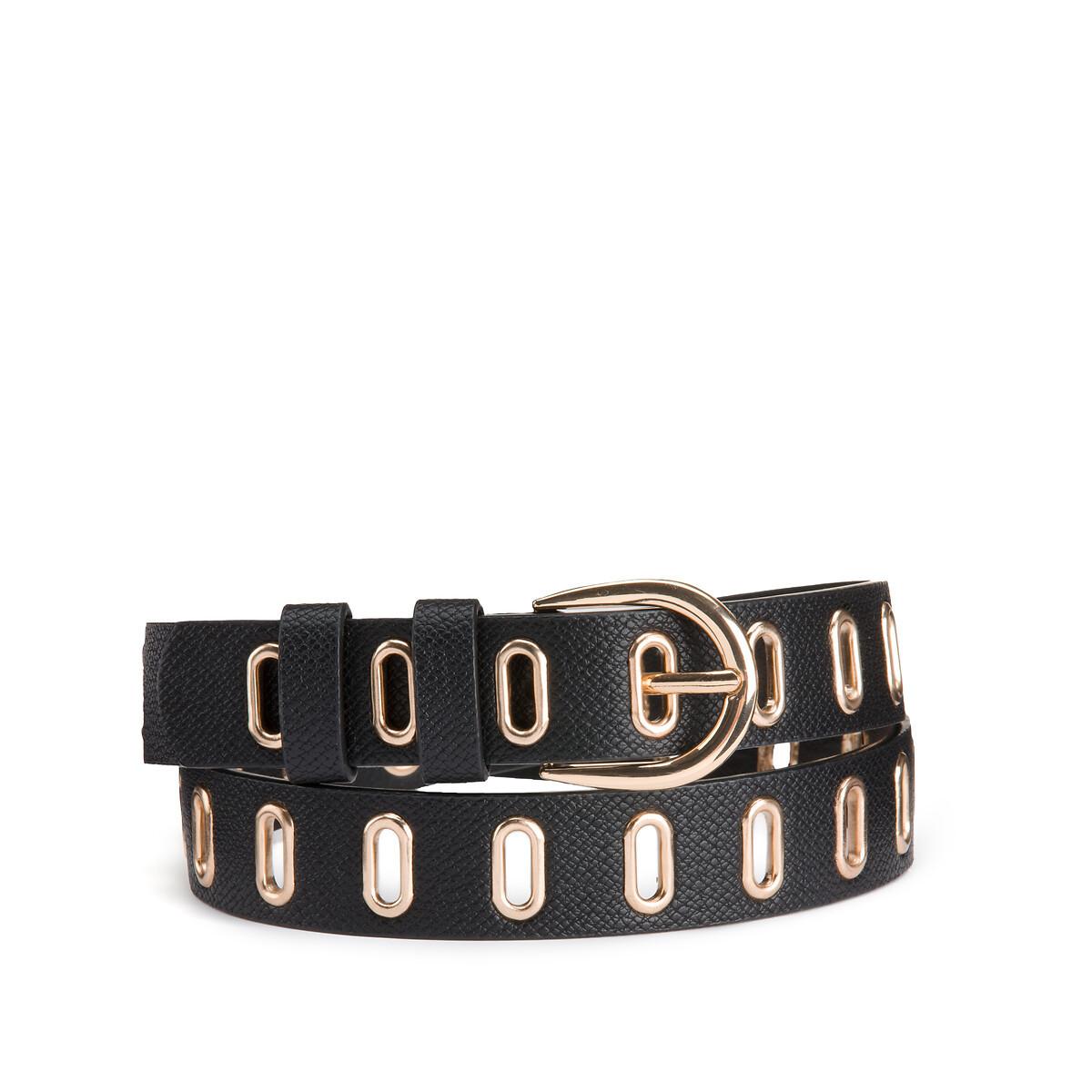 Image of Gürtel Mit Ovalen Ösen Damen Schwarz 85cm