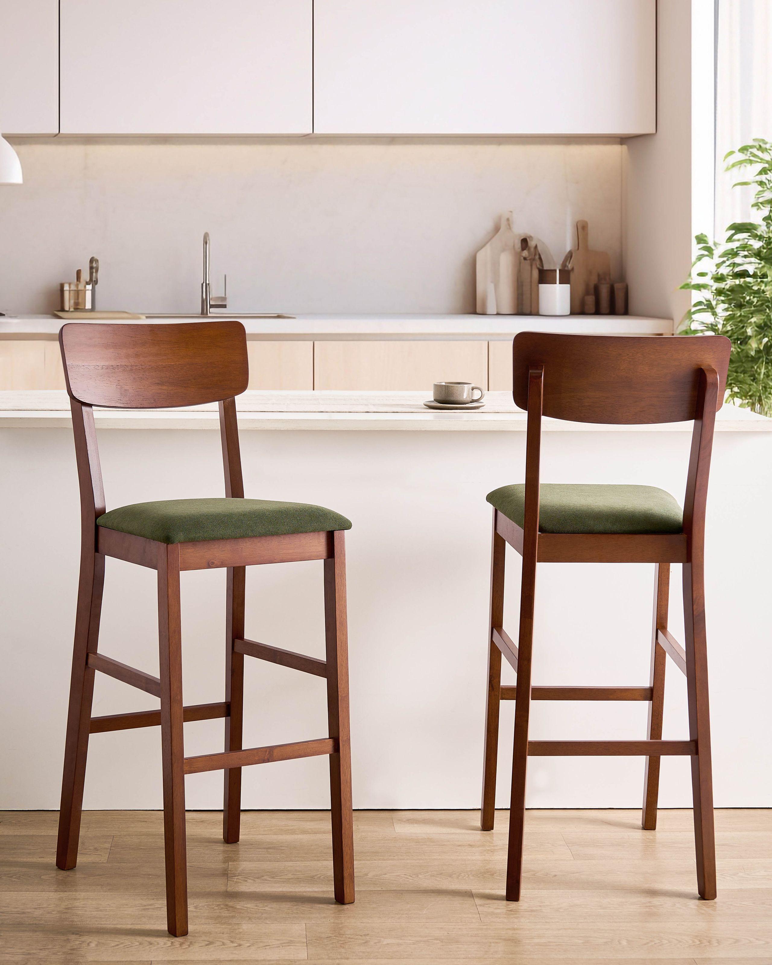 Beliani Set di 2 sedie alte en Legno di caucciù Minimalista AMBLER  