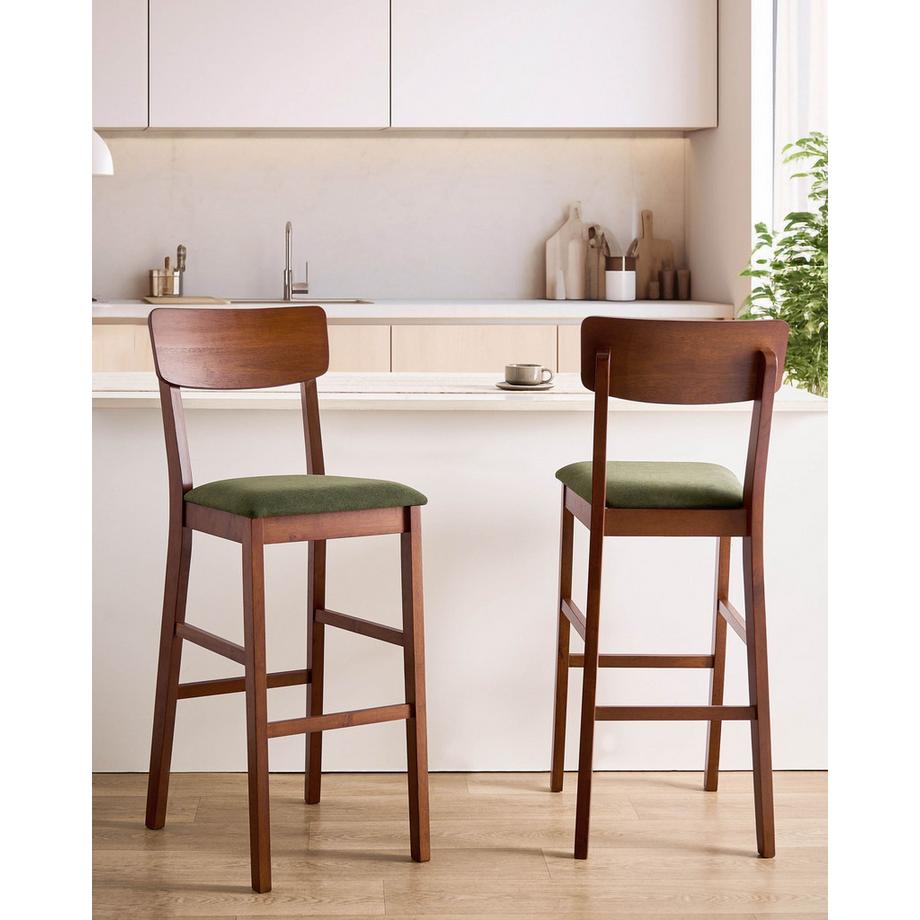 Beliani Set mit 2 Barstühlen aus Gummibaumholz Minimalistisch AMBLER  