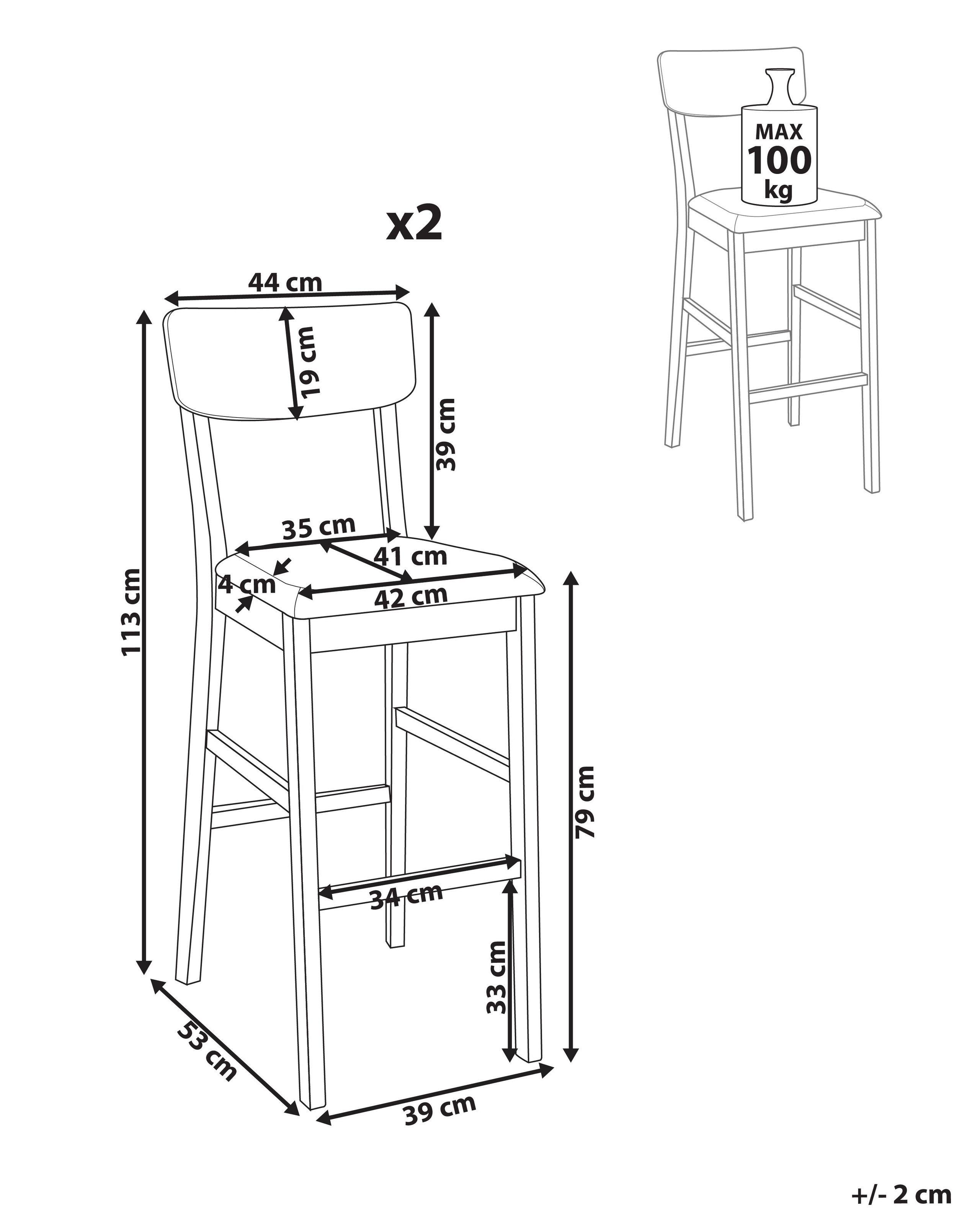 Beliani Set di 2 sedie alte en Legno di caucciù Minimalista AMBLER  