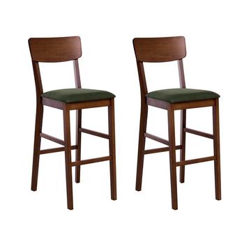 Lot de 2 chaises de bar en Bois d'hévéa Minimaliste AMBLER