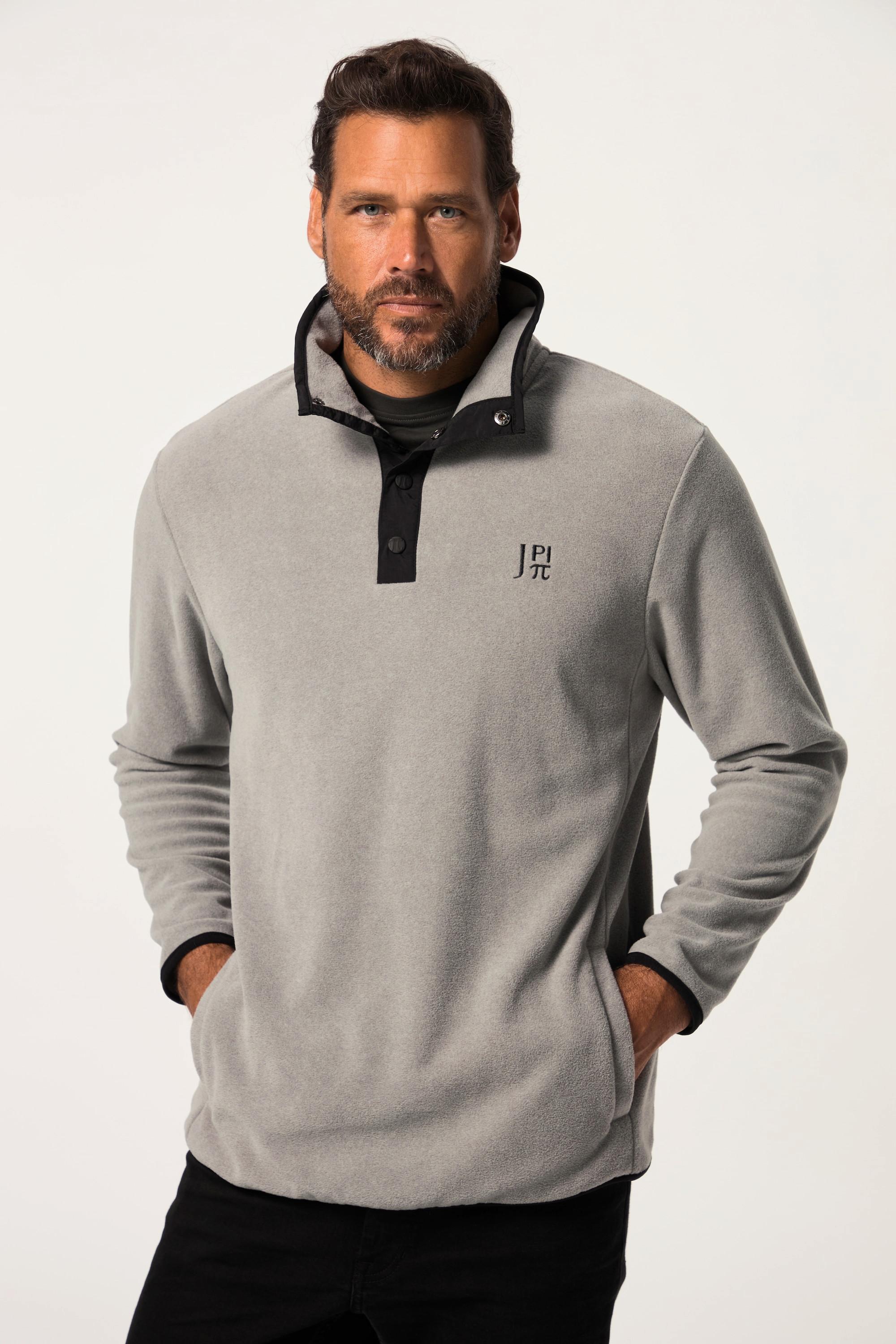 JP1880  Pullover polo da sci in pile con collo alto e abbottonatura 