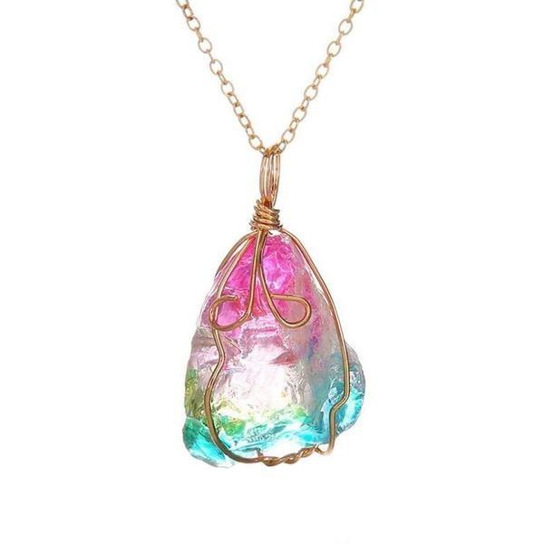 Image of Kristallhalskette - Regenbogen Mit Handgefertigten Golddetails Unisex ONE SIZE
