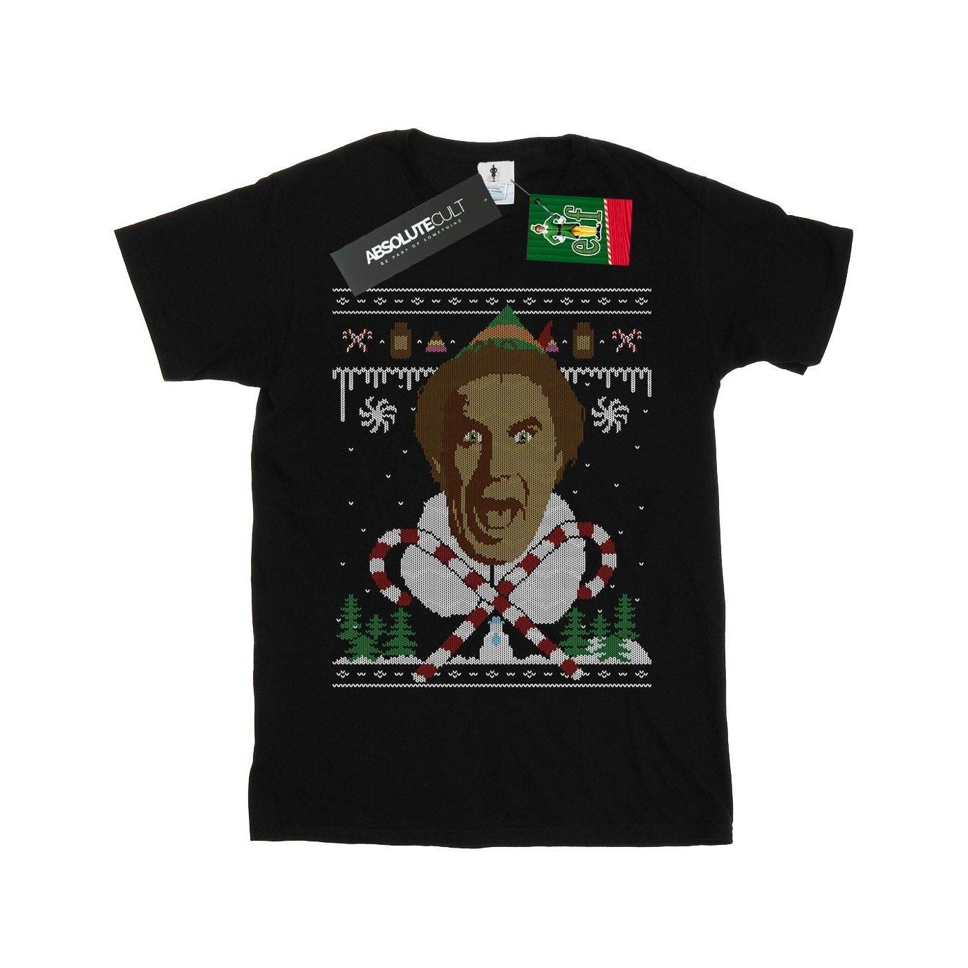 Image of Christmas Fair Isle Tshirt Jungen Schwarz 152-158