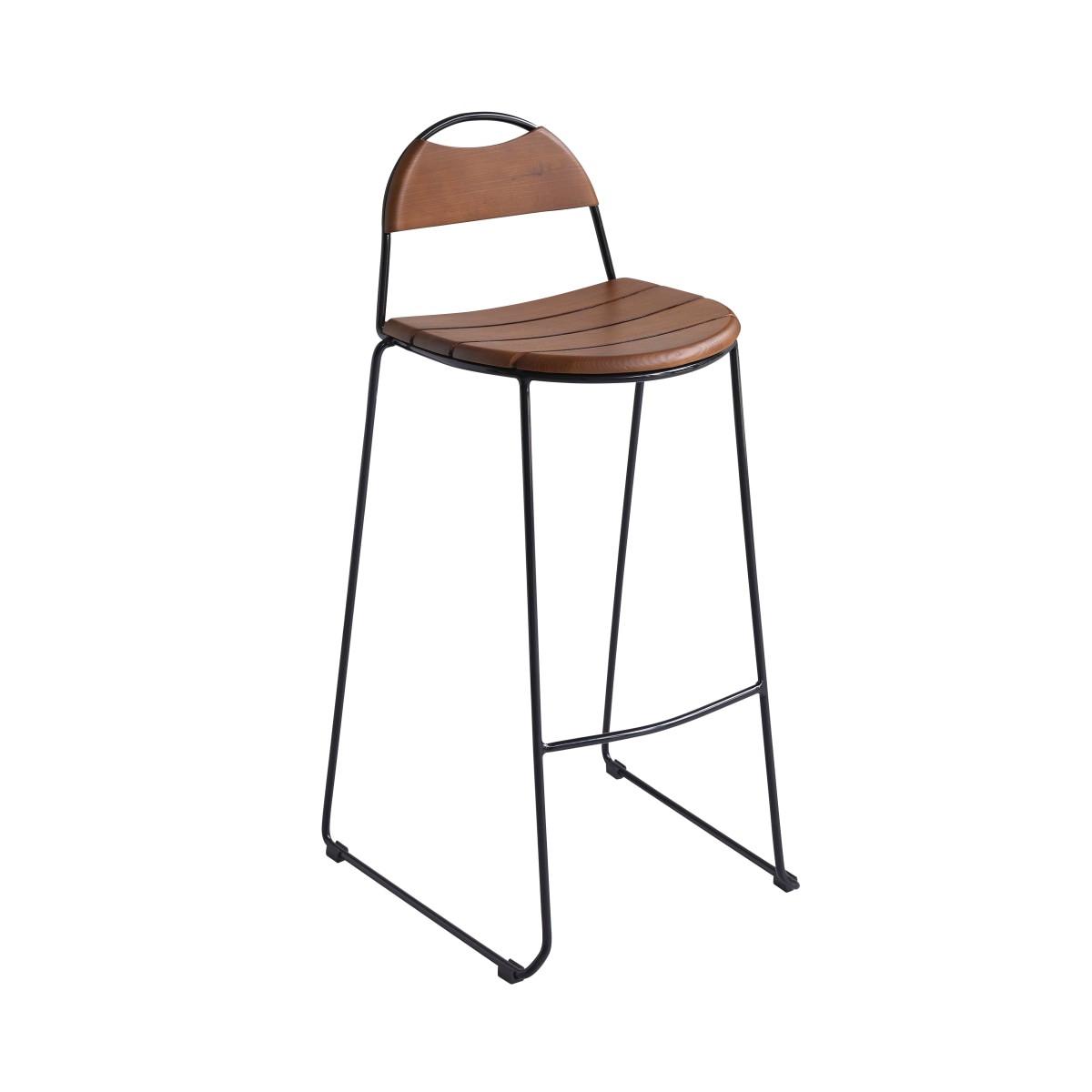 Image of Barstuhl aus massivem Eschenholz und Metall Molly Barstuhl aus massivem Eschenholz und Metall Molly