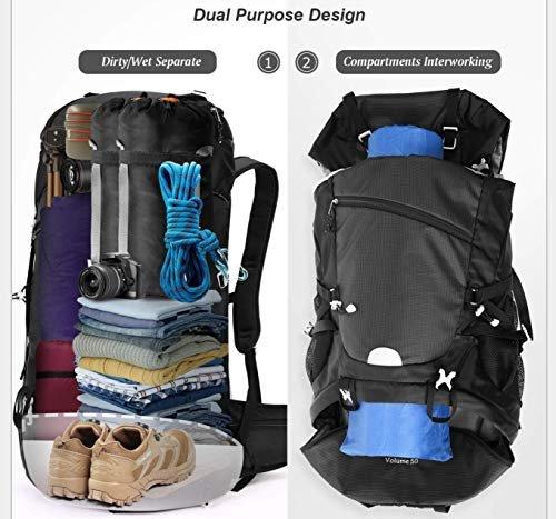 Only-bags.store  Sac à dos de randonnée 50 L, sac à dos de trekking étanche, sac à dos de voyage, sac à dos de randonnée en plein air avec housse de pluie, sac à dos de routard pour la randonnée, l'escalade, le camping, les sports de voyage 