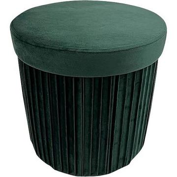 Pouf avec récipient Jocelyn velours vert