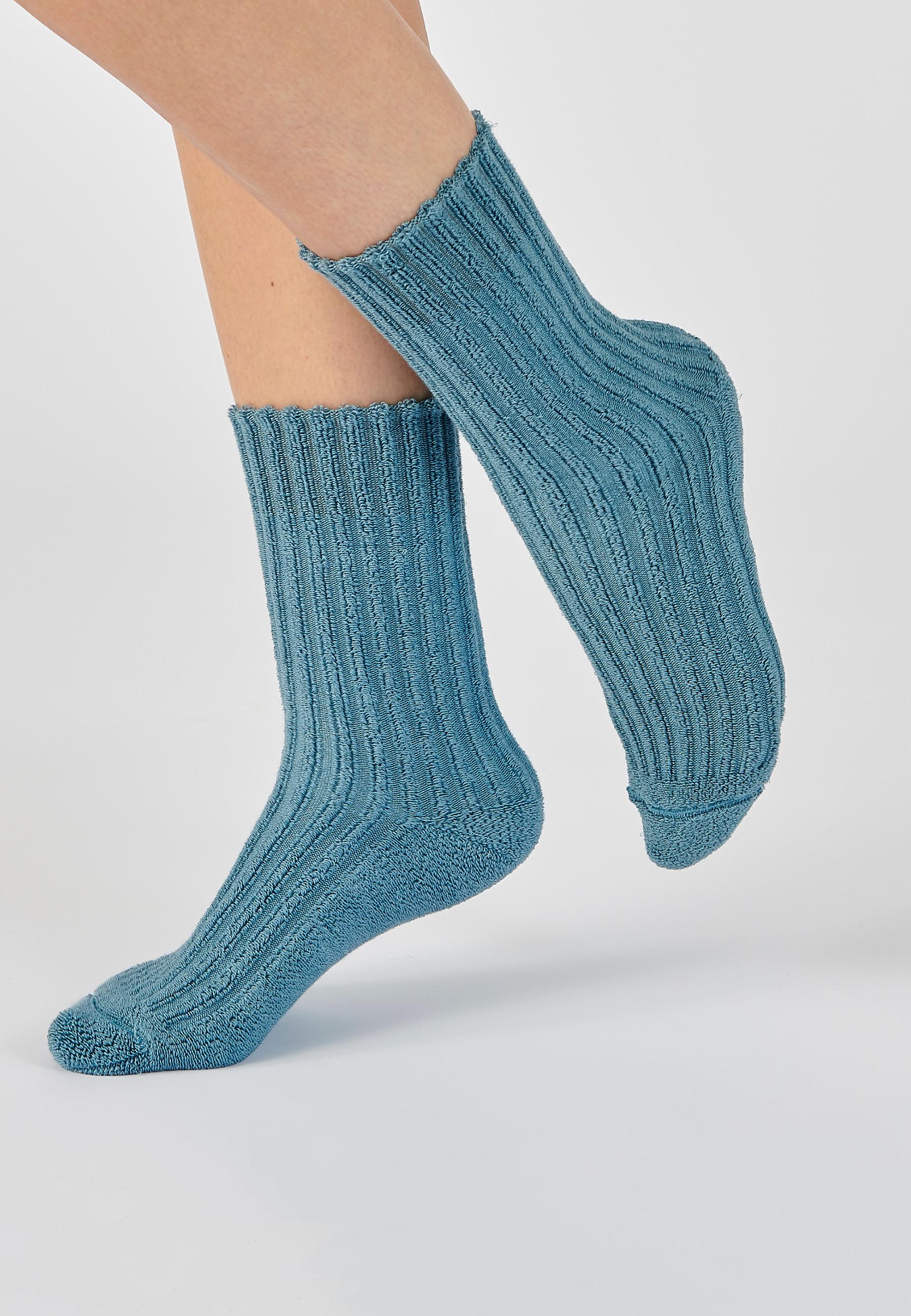 Image of Rippstrick-socken Aus Thermolactyl-bouclé. Damen Blau 32