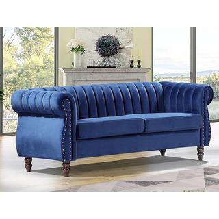 Vente-unique Chesterfield-Sofagarnitur - 3-Sitzer & 2-Sitzer - Samt - Königsblau - TRUMBO  