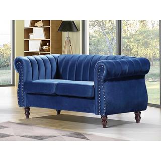 Vente-unique Chesterfield-Sofagarnitur - 3-Sitzer & 2-Sitzer - Samt - Königsblau - TRUMBO  