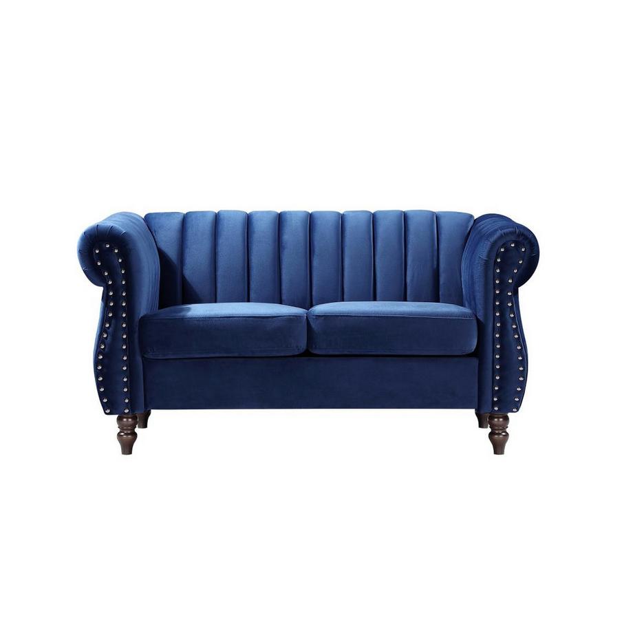 Vente-unique Chesterfield-Sofagarnitur - 3-Sitzer & 2-Sitzer - Samt - Königsblau - TRUMBO  