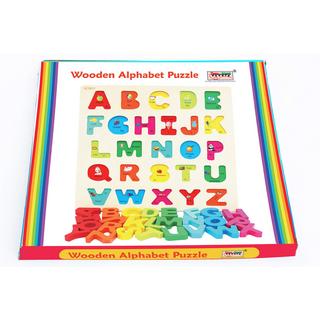 Activity-board  Alphabetisches Holzspielzeug für Kleinkinder - Spielbrett mit großen Buchstaben und englischen Vokabeln - Holzpuzzle 