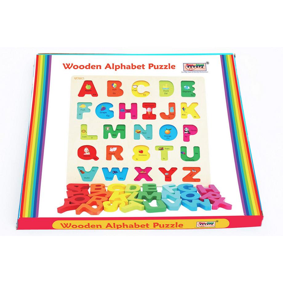 Activity-board  Alphabet en bois pour les tout-petits - plateau de jeu avec grandes lettres et vocabulaire anglais - puzzle en bois 