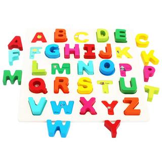 Activity-board  Alphabetisches Holzspielzeug für Kleinkinder - Spielbrett mit großen Buchstaben und englischen Vokabeln - Holzpuzzle 