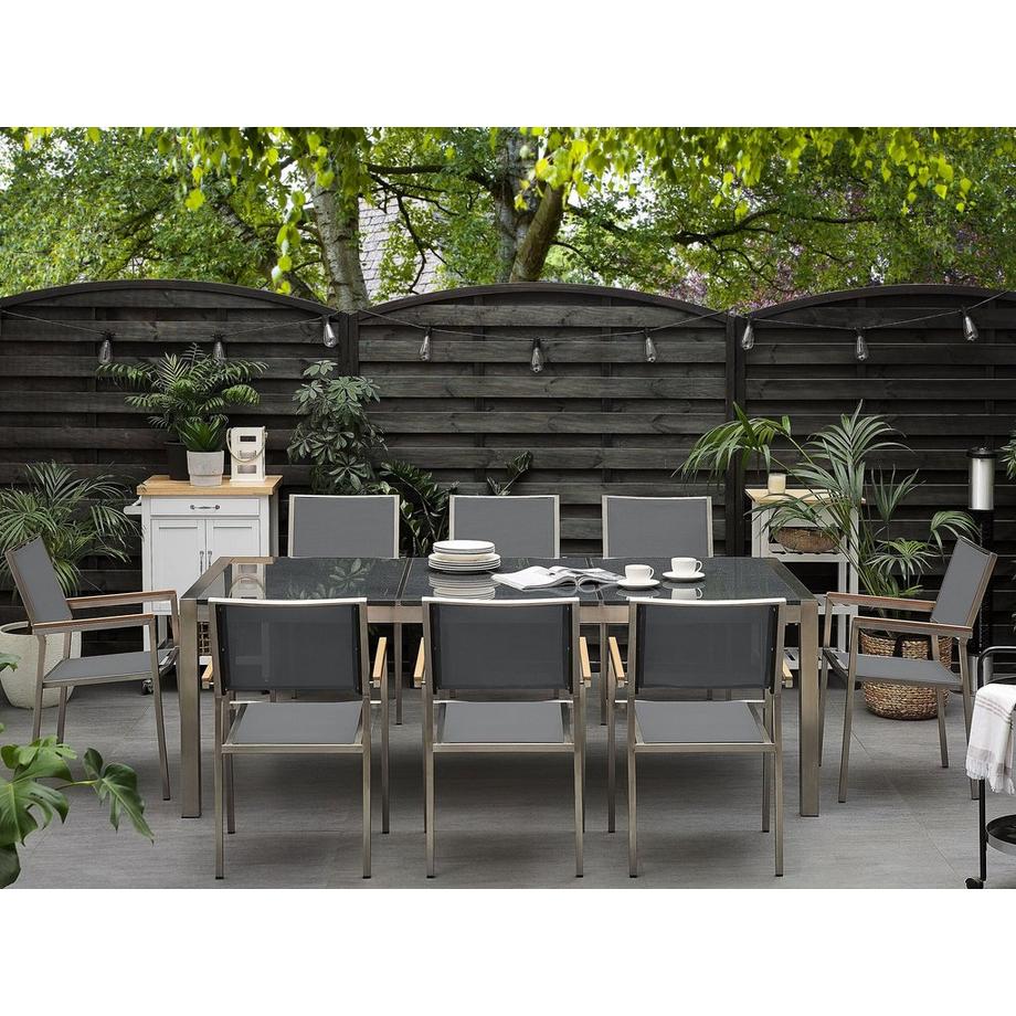 Beliani Garten-Essgruppe für 8 Personen aus Granit  GROSSETO  
