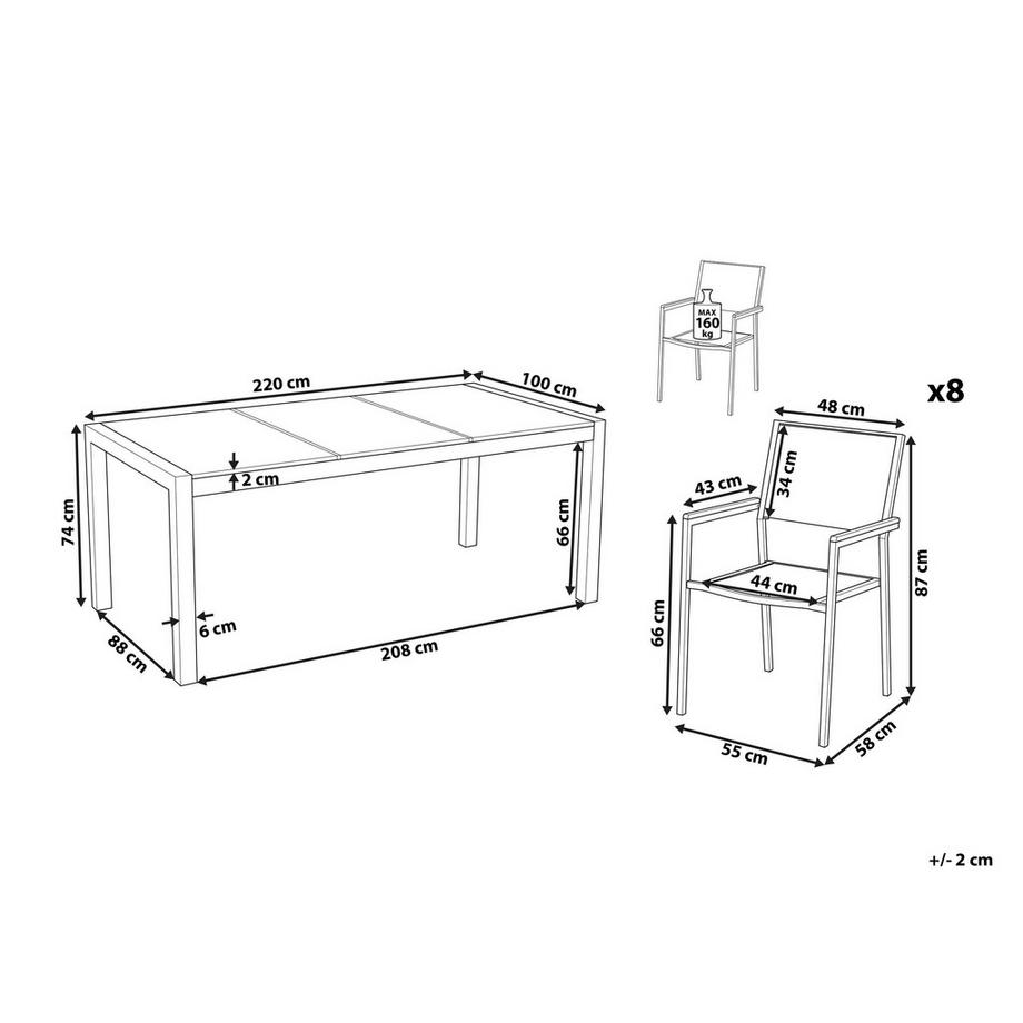 Beliani Garten-Essgruppe für 8 Personen aus Granit  GROSSETO  