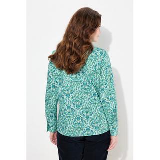 Ulla Popken  Blusa con stampa country, scollo montante e maniche lunghe 