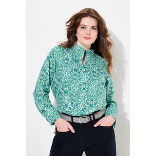 Ulla Popken  Blusa con stampa country, scollo montante e maniche lunghe 