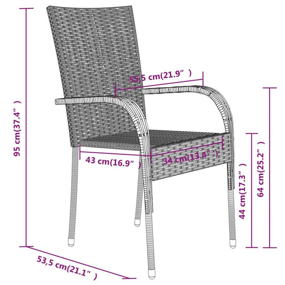 VidaXL Ensemble de salle à manger de jardin rotin synthétique  
